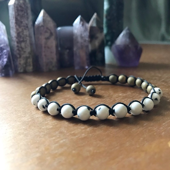Handmade} Hematite & Dalmatian Jade Bracelet - Picture 1 of 4